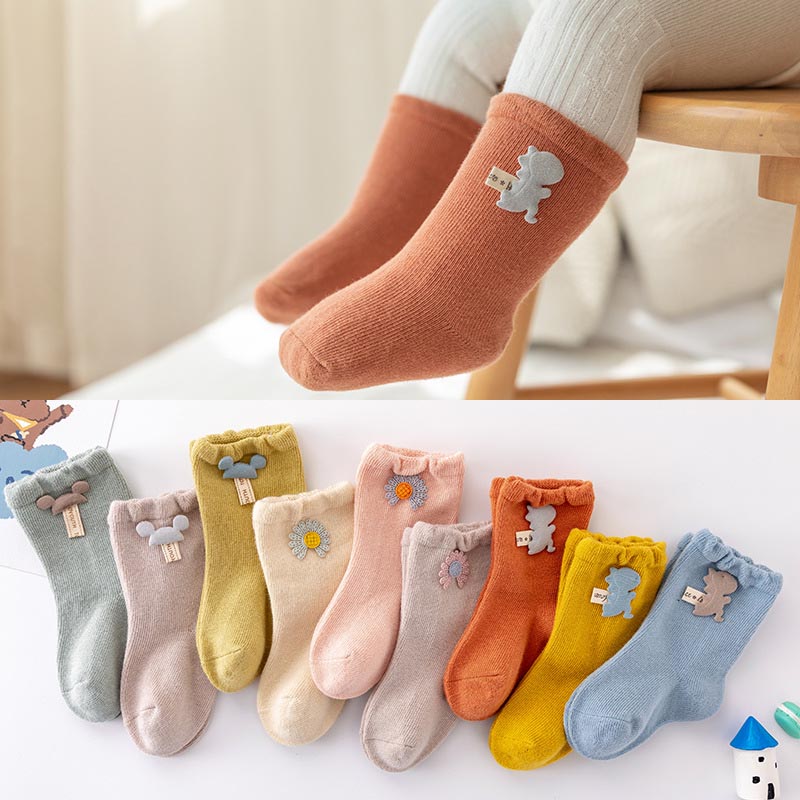 3 Pairs Cartoon Patch Socks