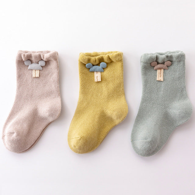 3 Pairs Cartoon Patch Socks
