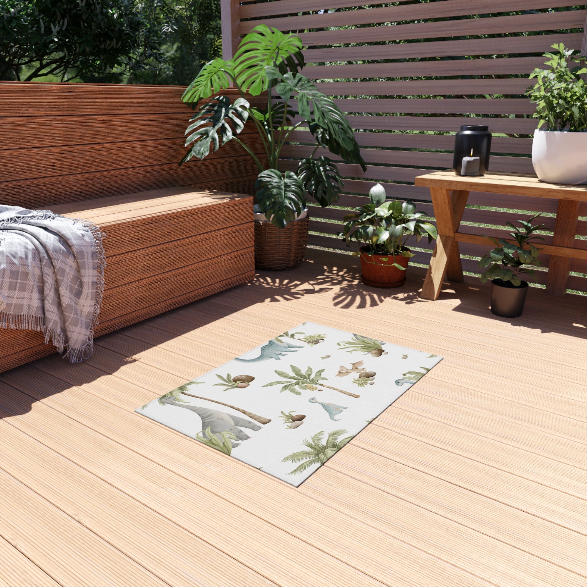 Aloha Palm & Dino Outdoor Rug