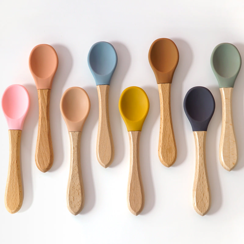 Feeding Wooden Silicone Spoon