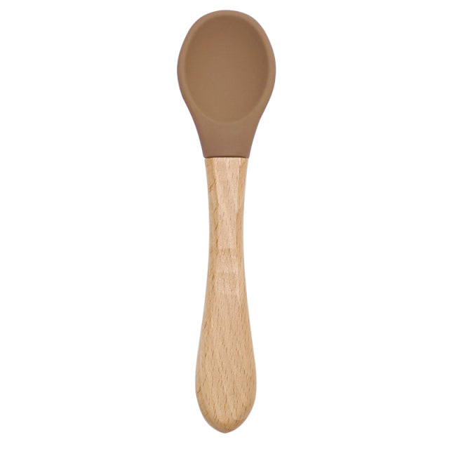 Feeding Wooden Silicone Spoon