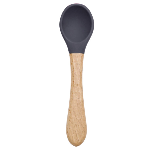 Feeding Wooden Silicone Spoon