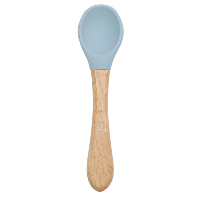 Feeding Wooden Silicone Spoon