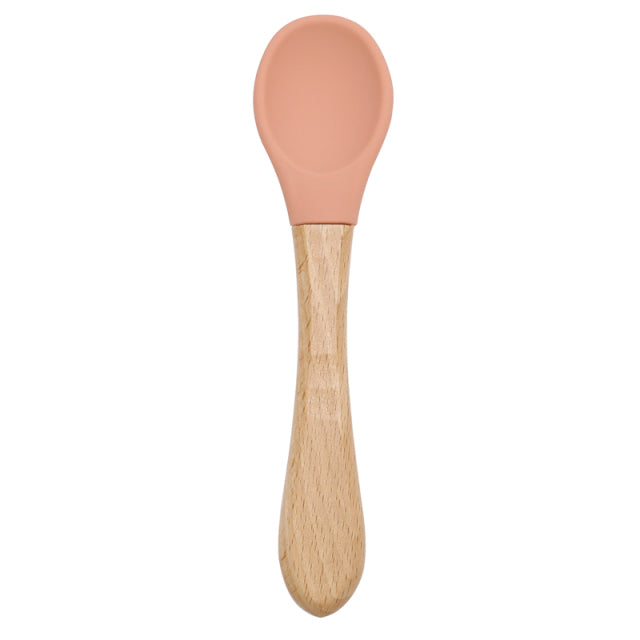 Feeding Wooden Silicone Spoon