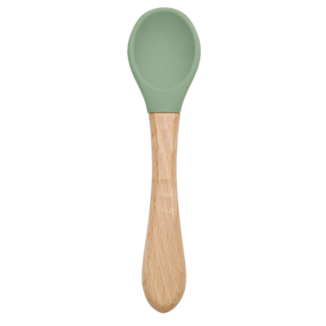 Feeding Wooden Silicone Spoon