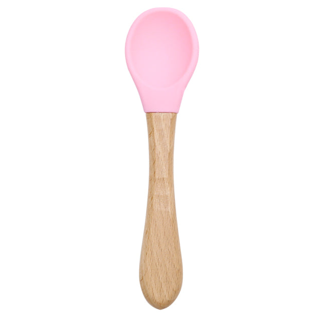 Feeding Wooden Silicone Spoon