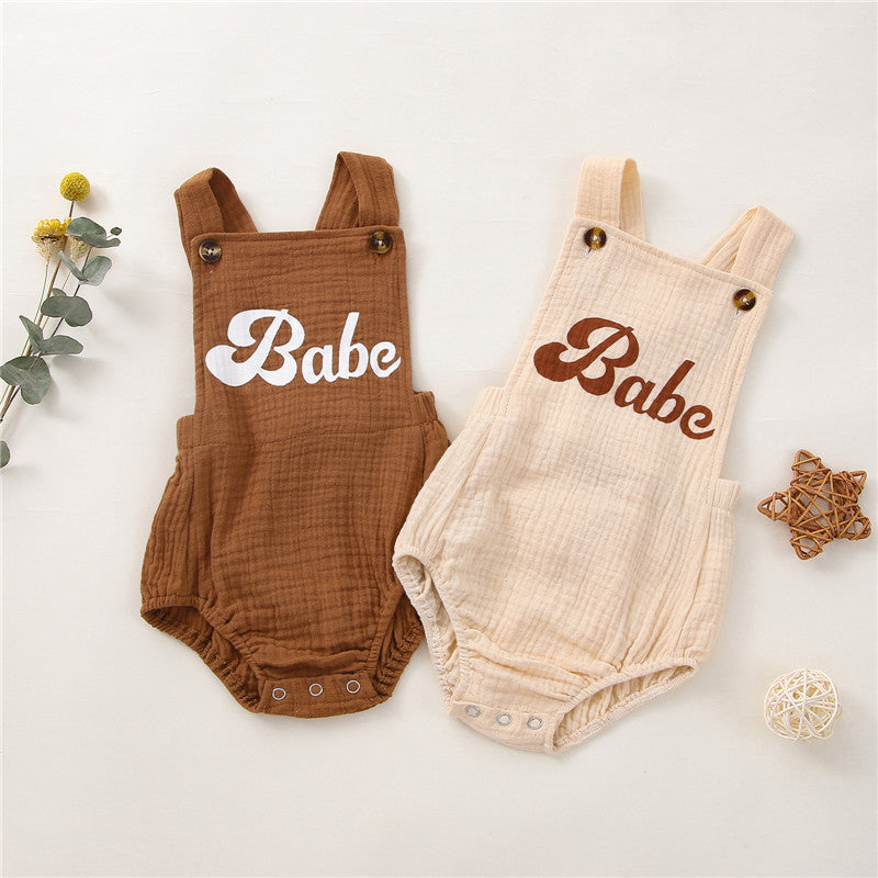 Letter Print Cotton Rompers